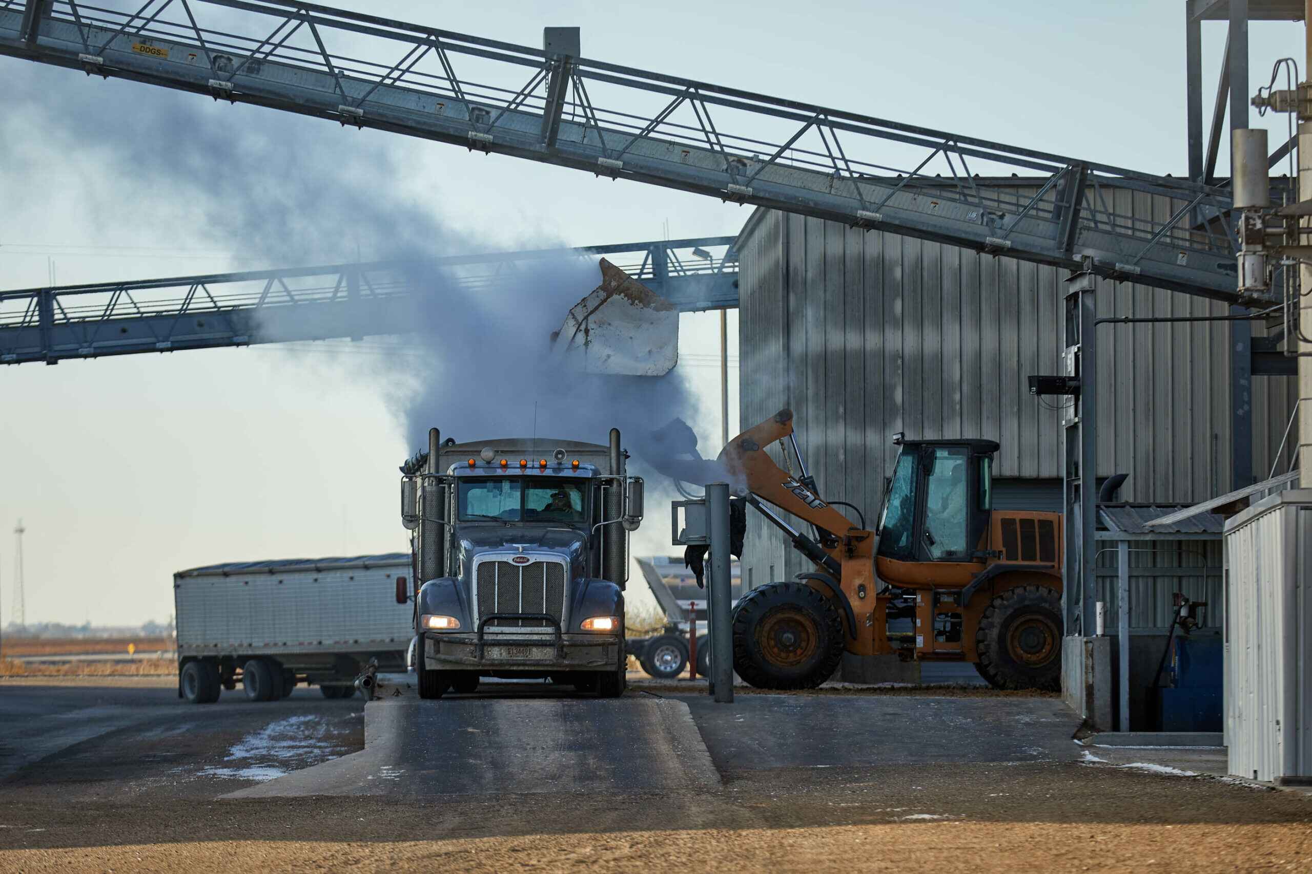 Truck on scale at grain elevator